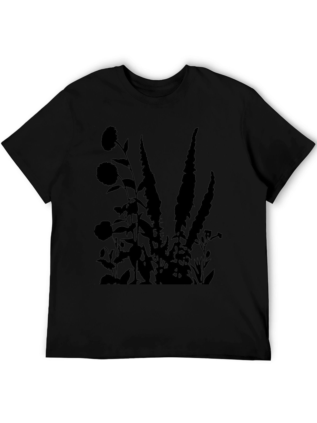 Floral Silhouette Black T-Shirt