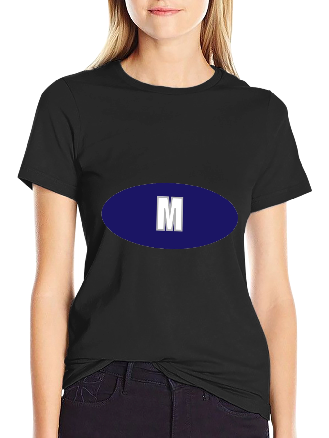Mens Black T-Shirt with Initial M Design