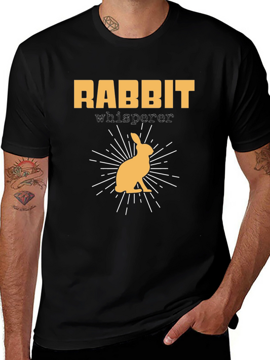Rabbit Whisperer Graphic T-Shirt - Black Cotton Tee