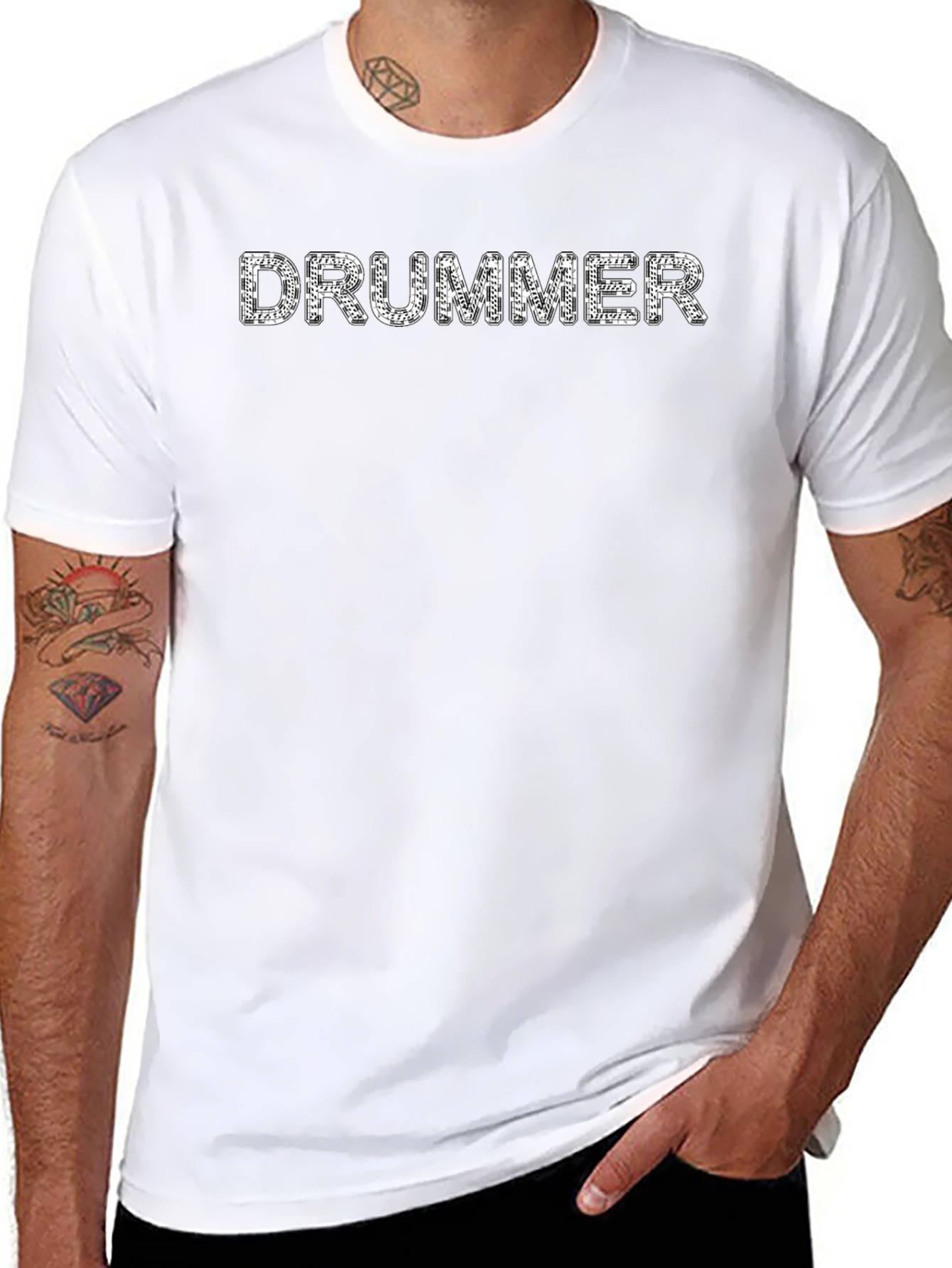 Drummer T-Shirt - Black Crew Neck Tee