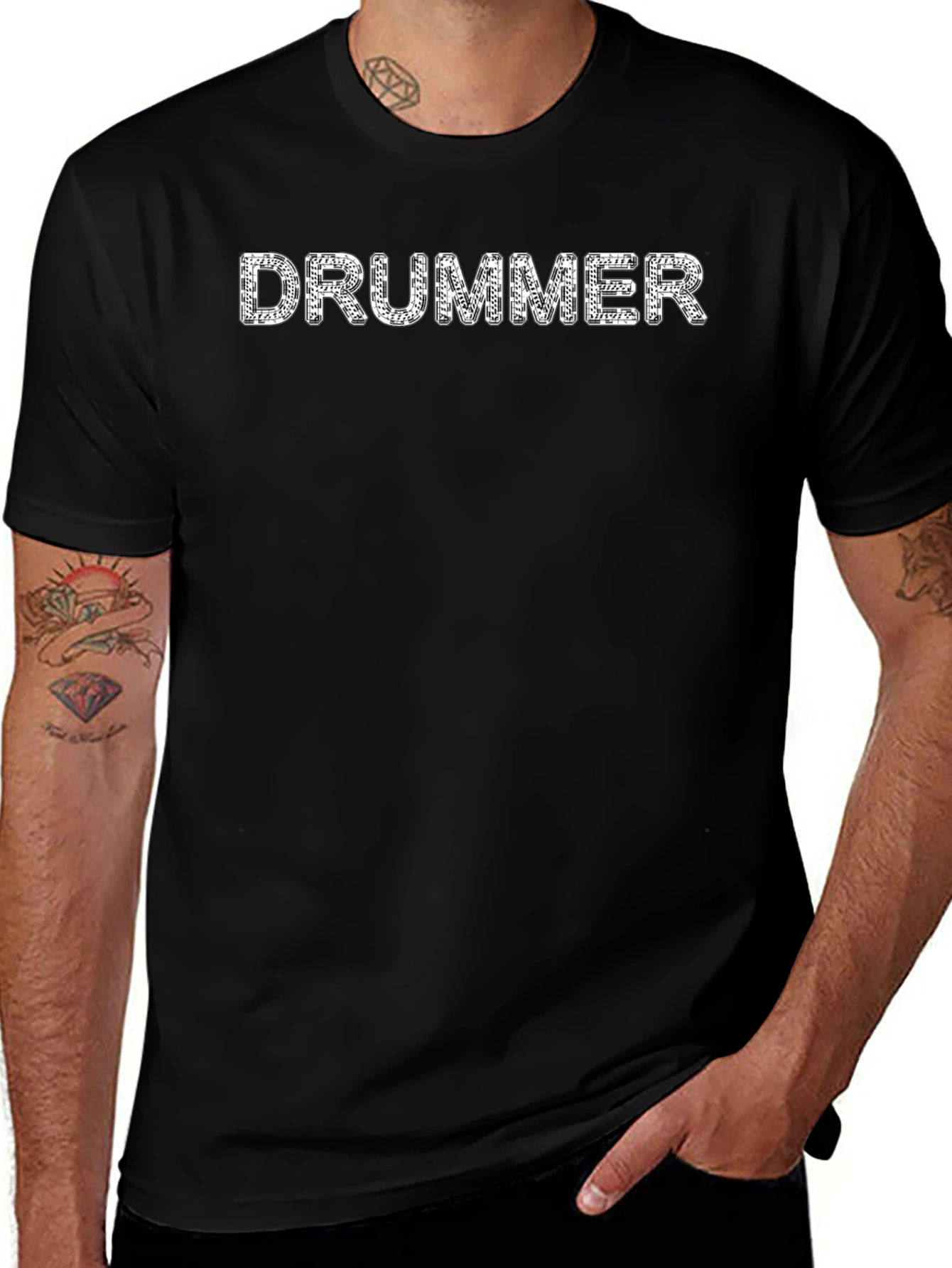 Drummer T-Shirt - Black Crew Neck Tee