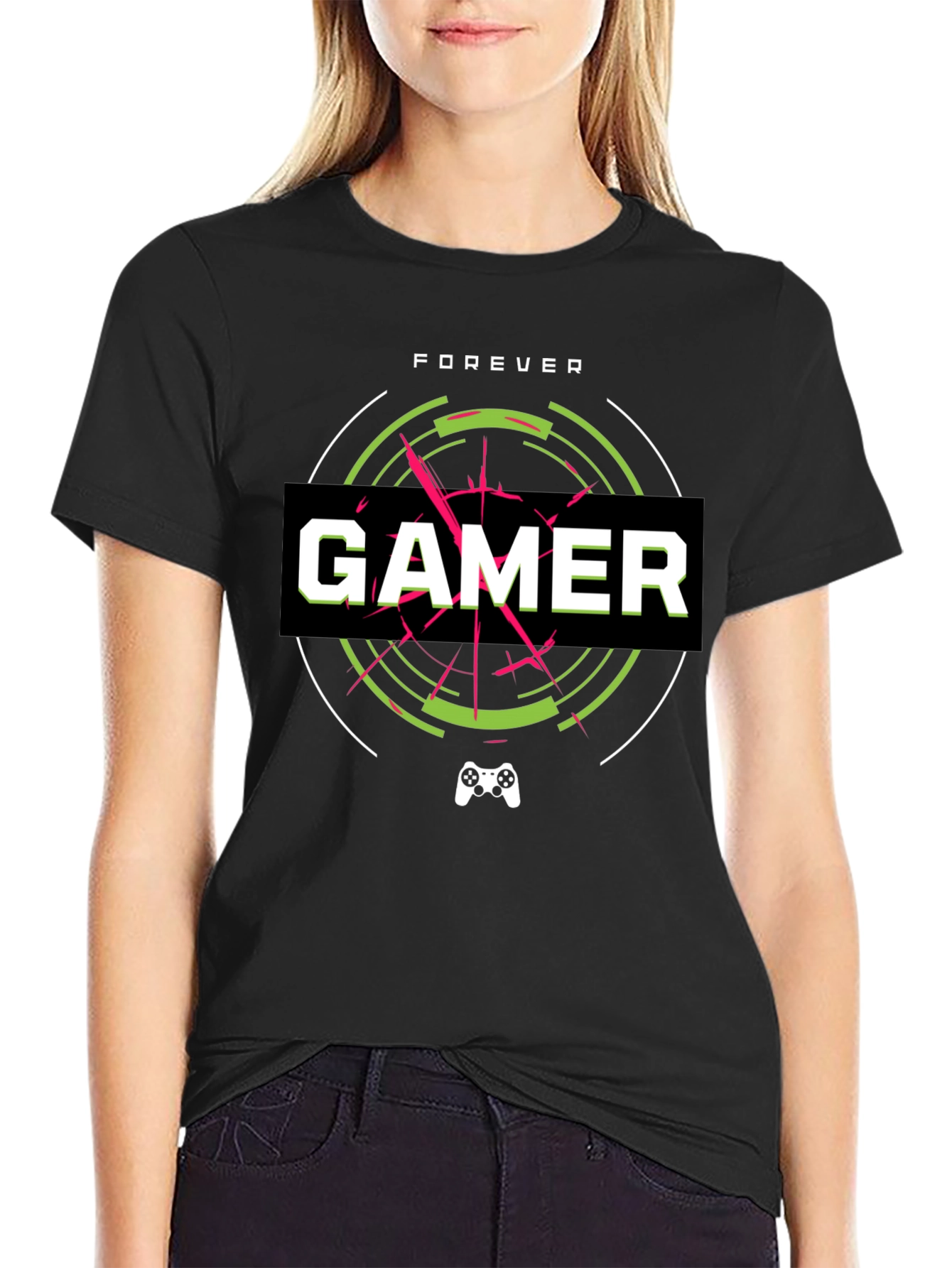 Forever Gamer Black Graphic Tee