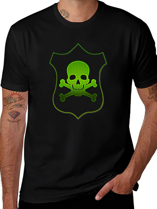 Green Skull Shield Graphic T-Shirt