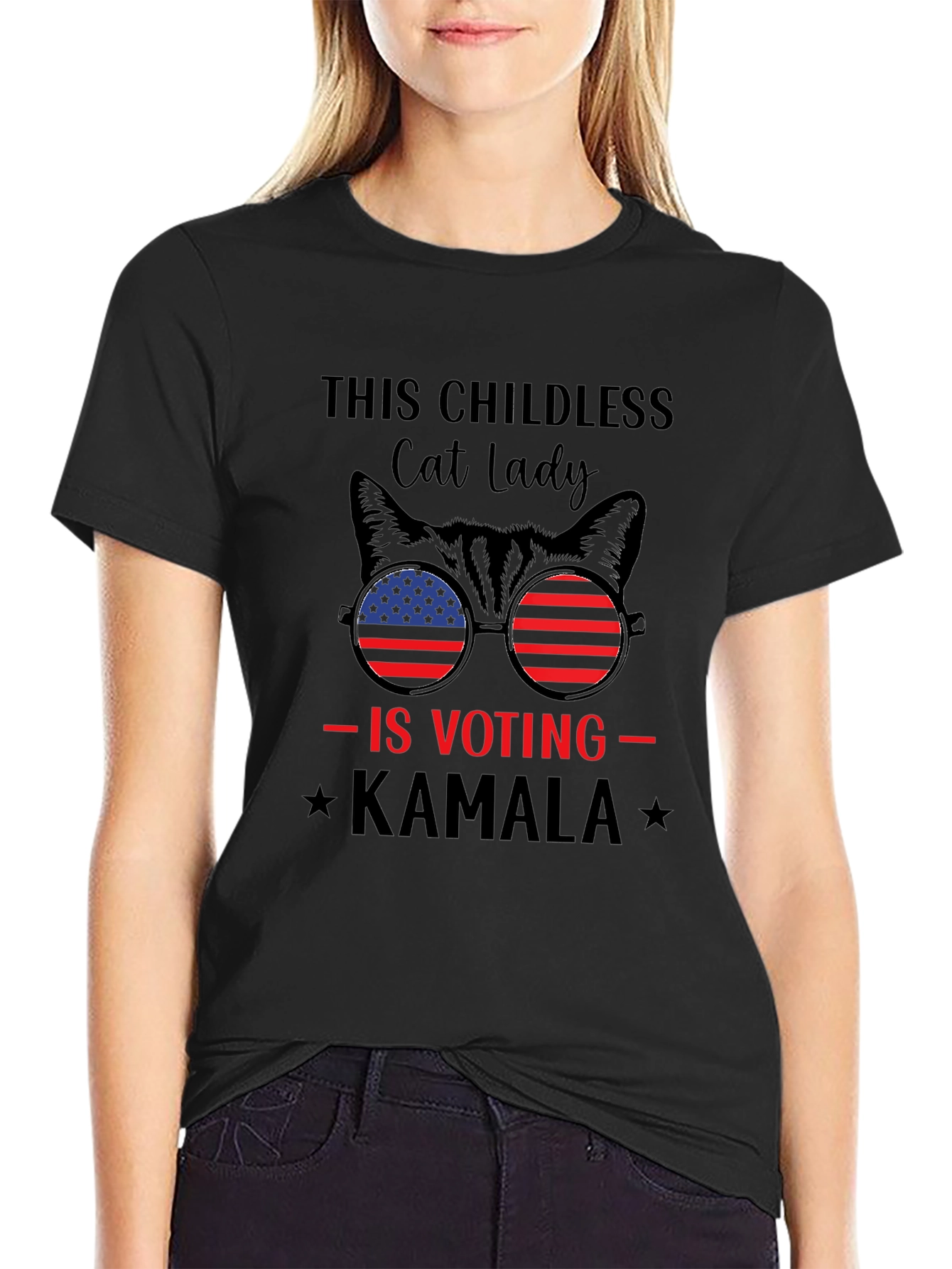 Childless Cat Lady Voting Kamala Graphic Tee