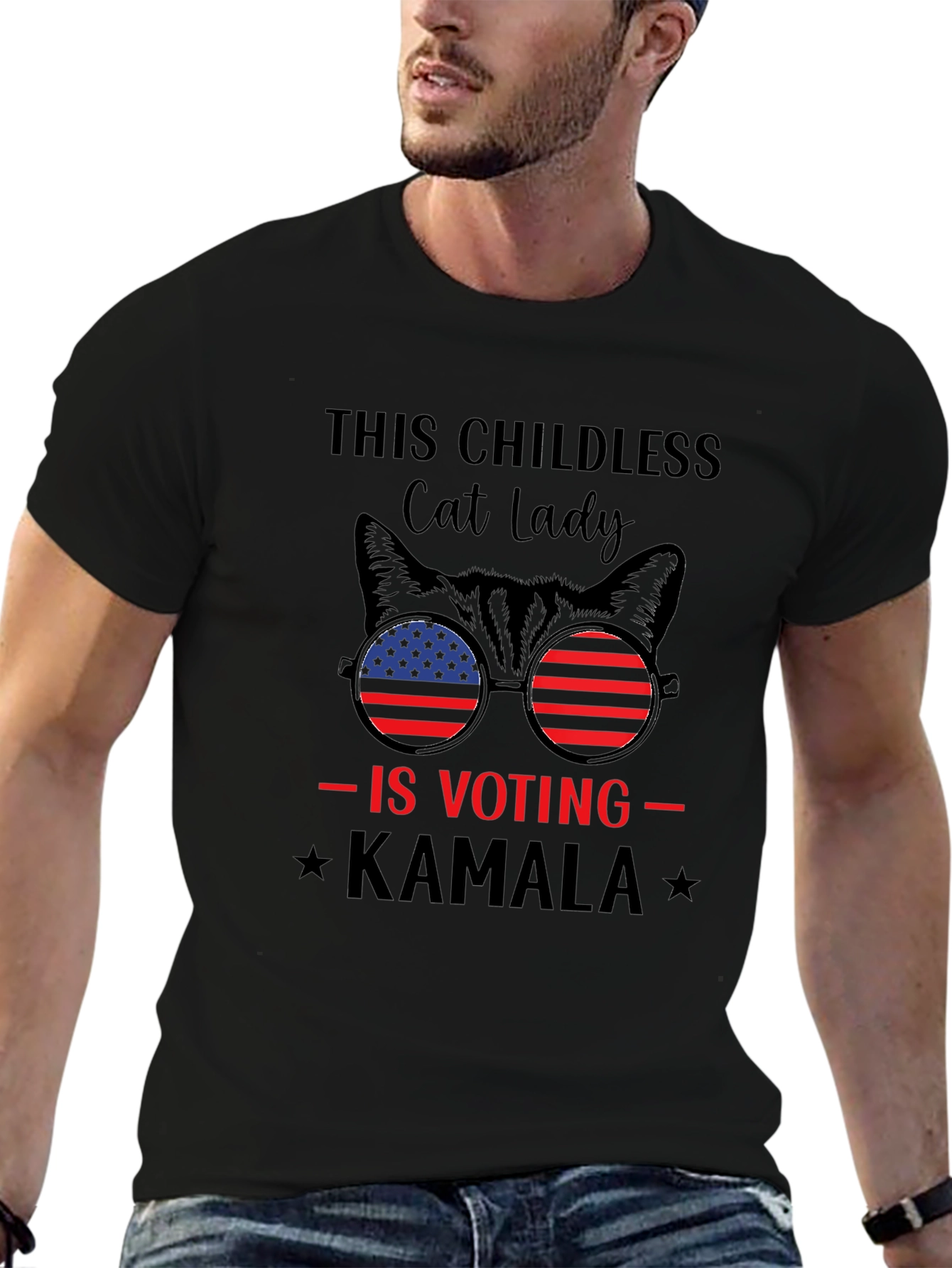 Childless Cat Lady Voting Kamala Graphic Tee