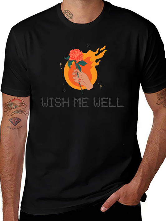 Wish Me Well Graphic Tee - Flaming Rose Design
