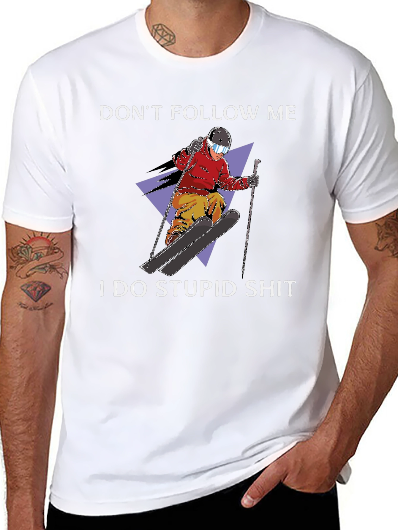 Dont Follow Me Graphic Tee - Skiing Humor