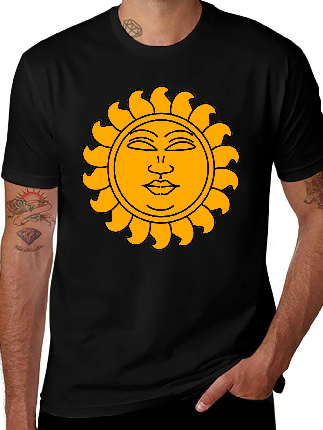 Sun Graphic Black T-Shirt - Celestial Style
