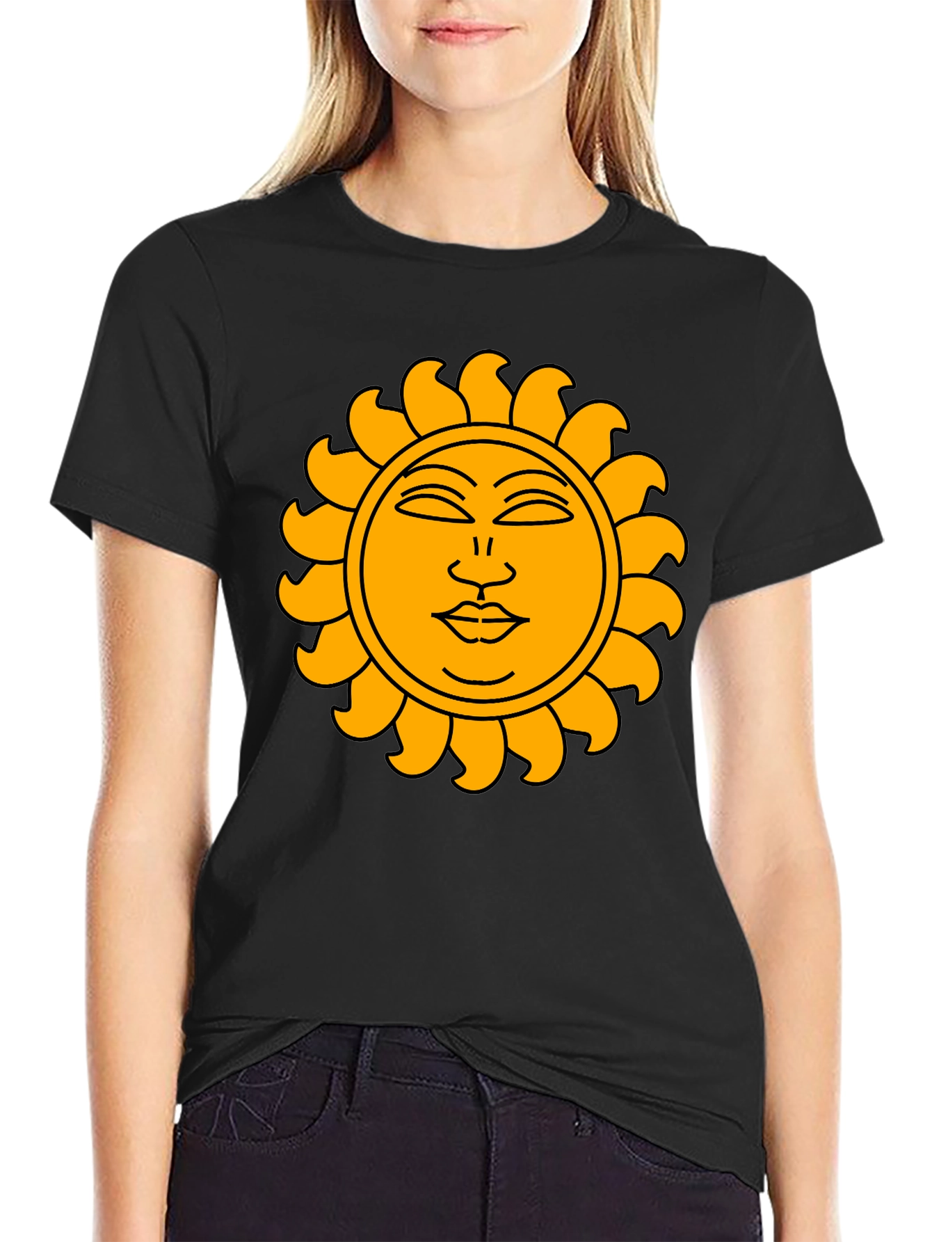 Sun Graphic Black T-Shirt - Celestial Style