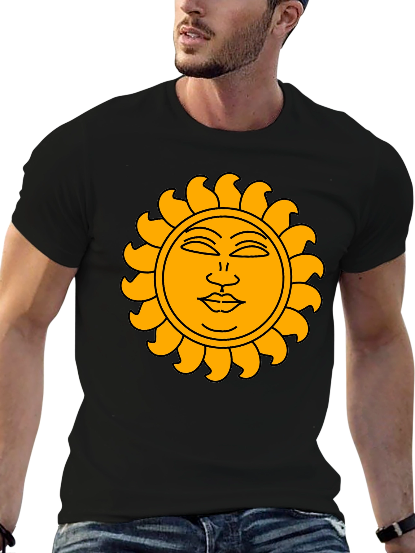 Sun Graphic Black T-Shirt - Celestial Style