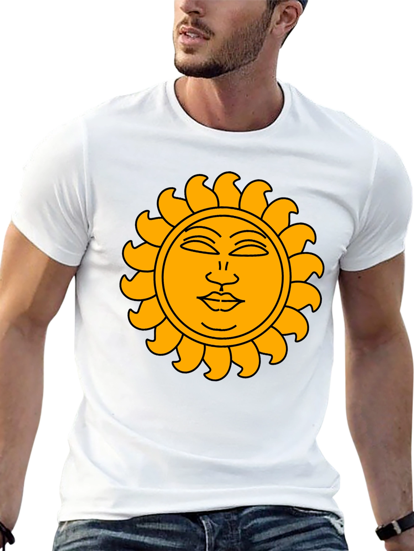 Sun Graphic Black T-Shirt - Celestial Style