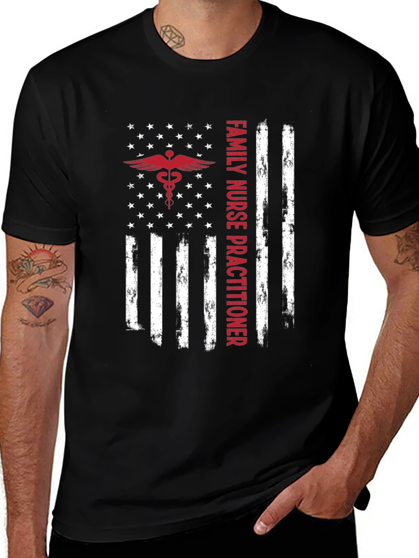 Family Nurse Practitioner American Flag T-Shirt