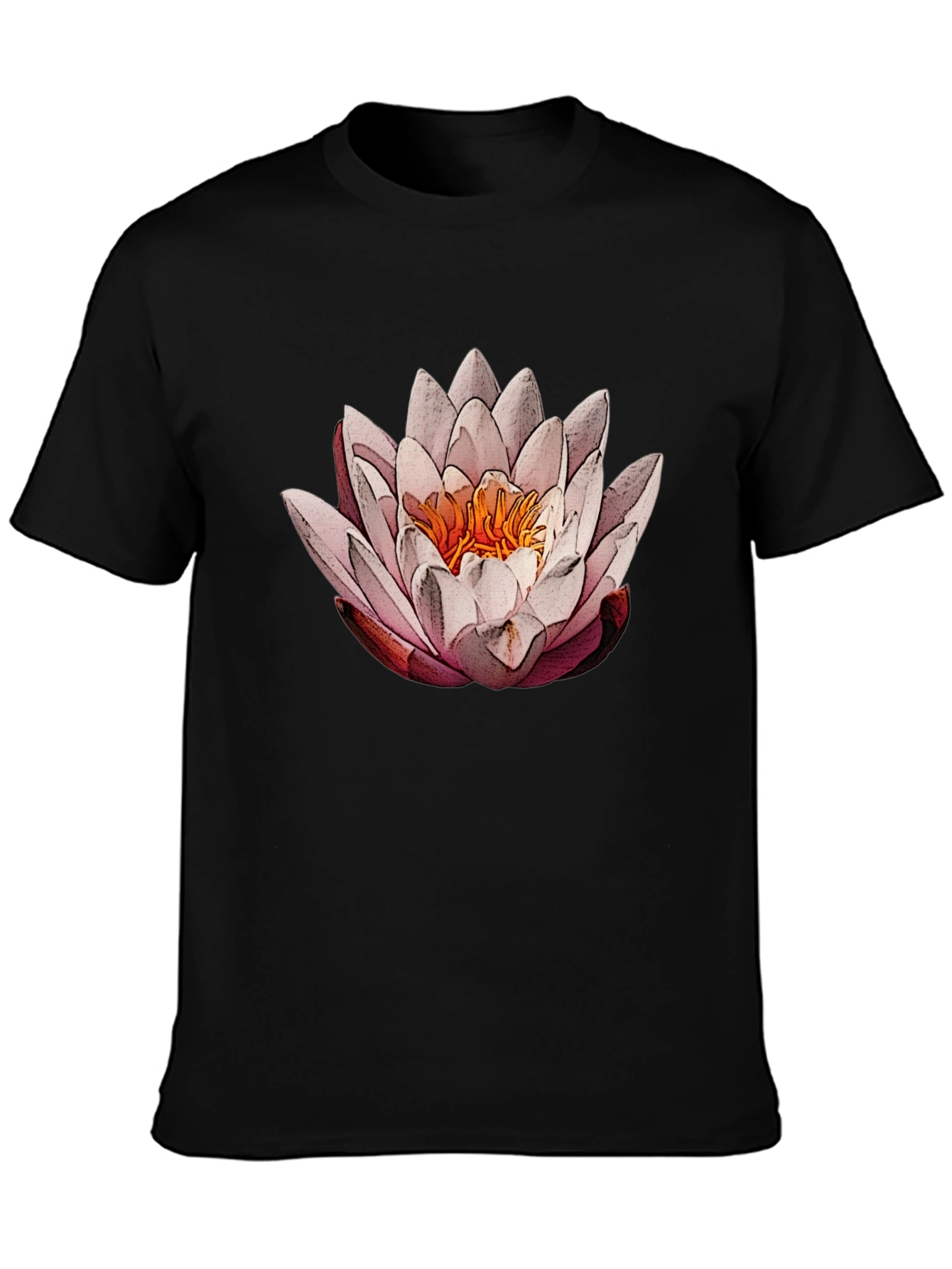 Lotus Flower Graphic Tee - Elegant Black T-Shirt