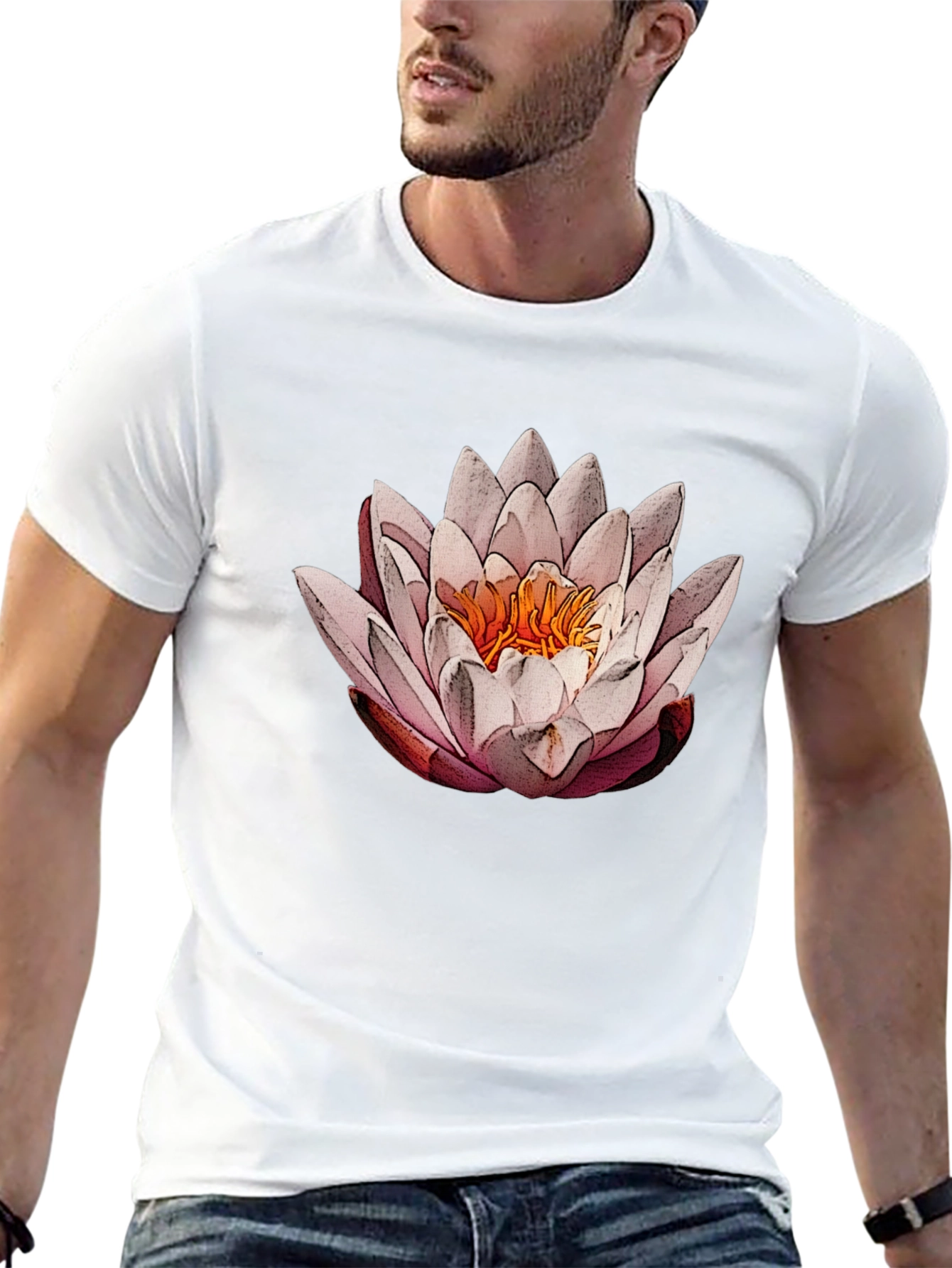 Lotus Flower Graphic Tee - Elegant Black T-Shirt