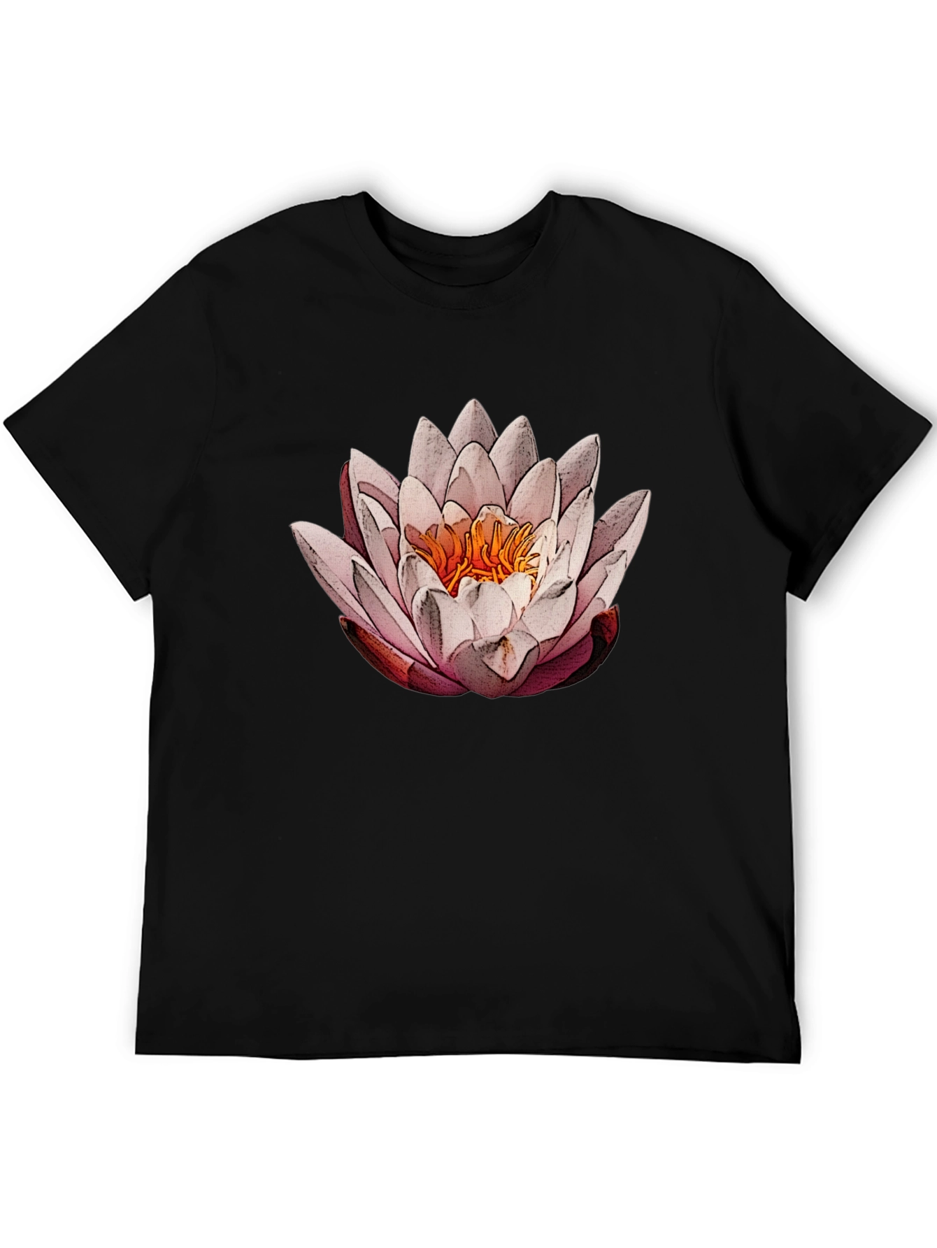 Lotus Flower Graphic Tee - Elegant Black T-Shirt