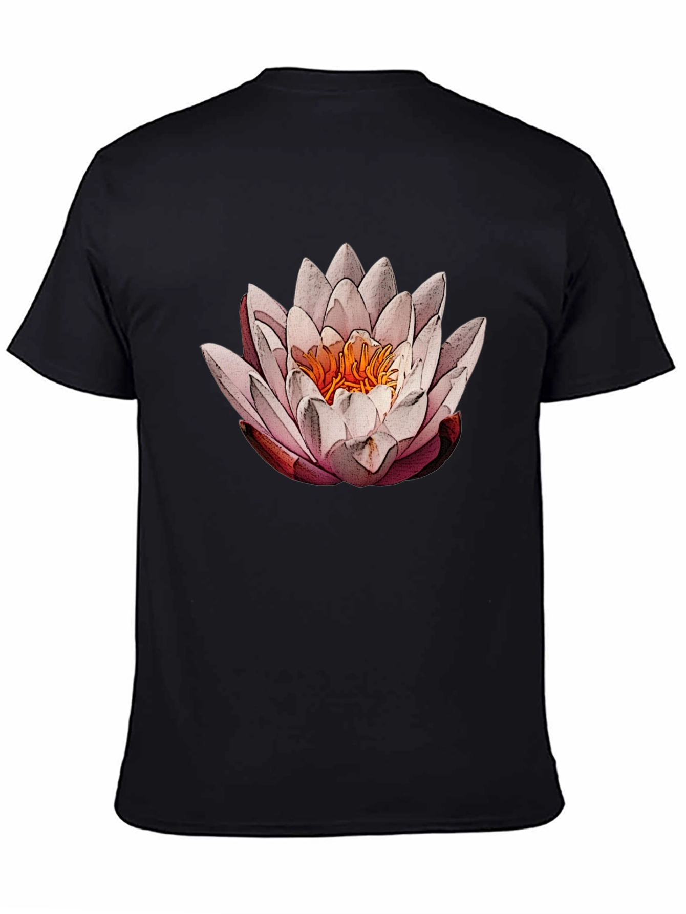 Lotus Flower Graphic Tee - Elegant Black T-Shirt