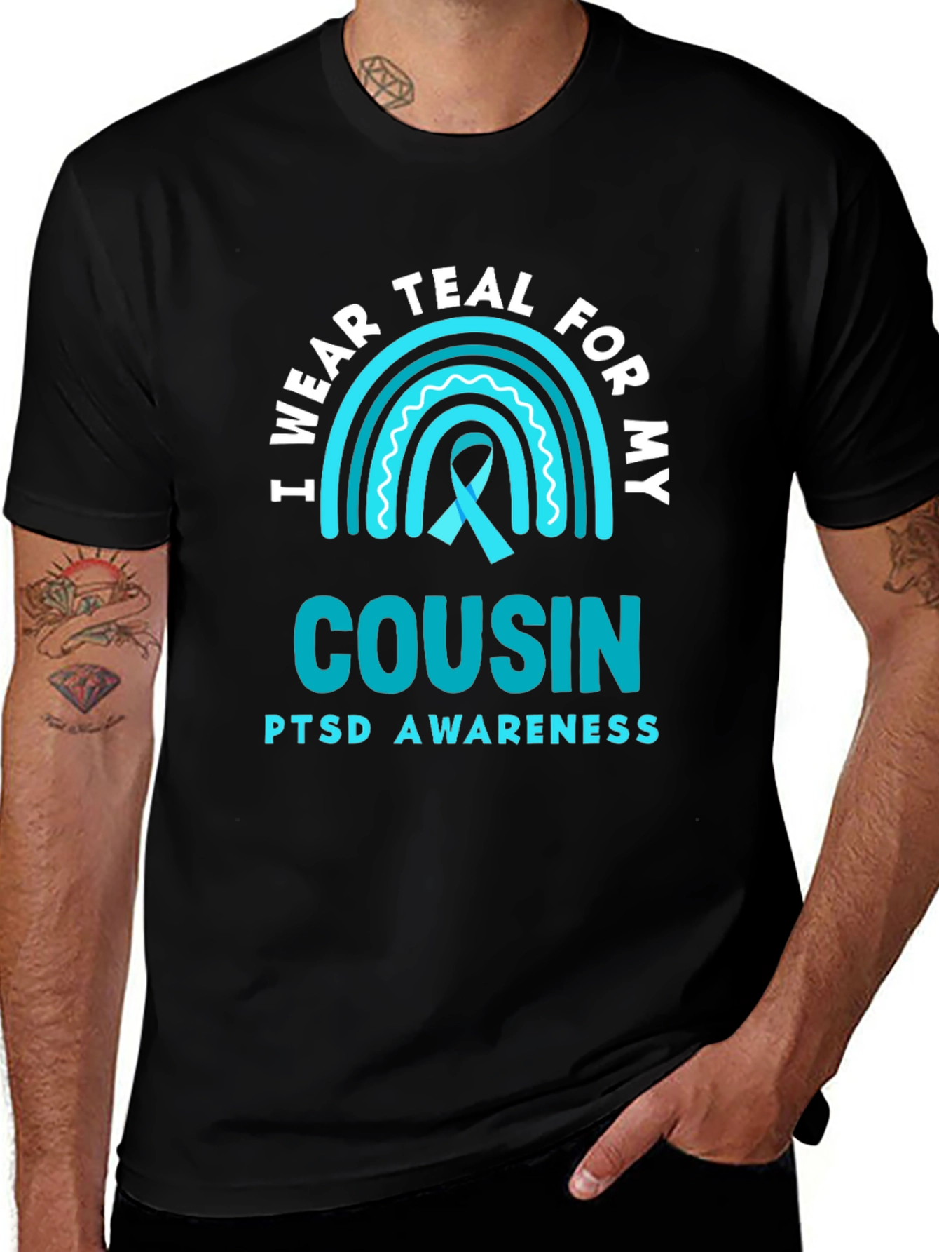 Teal PTSD Awareness Cousin T-Shirt