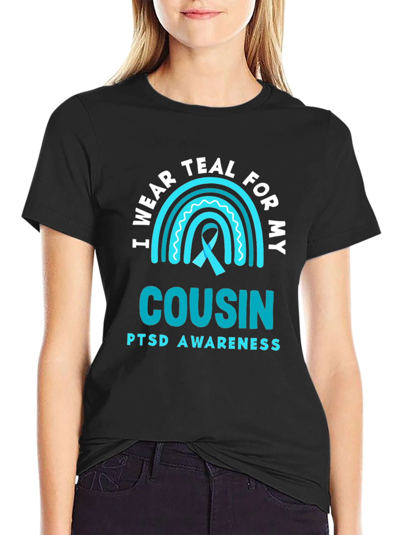 Teal PTSD Awareness Cousin T-Shirt