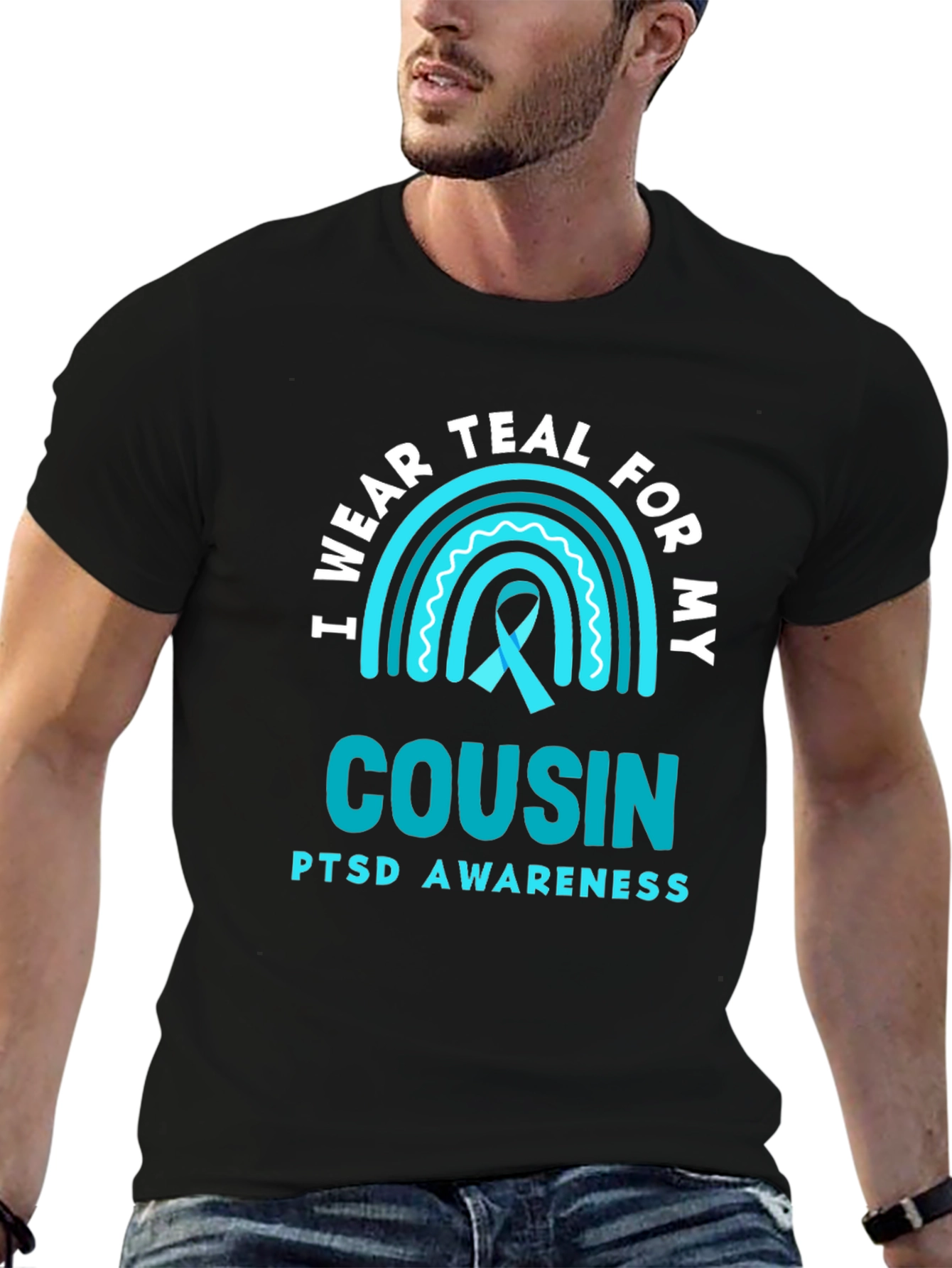 Teal PTSD Awareness Cousin T-Shirt