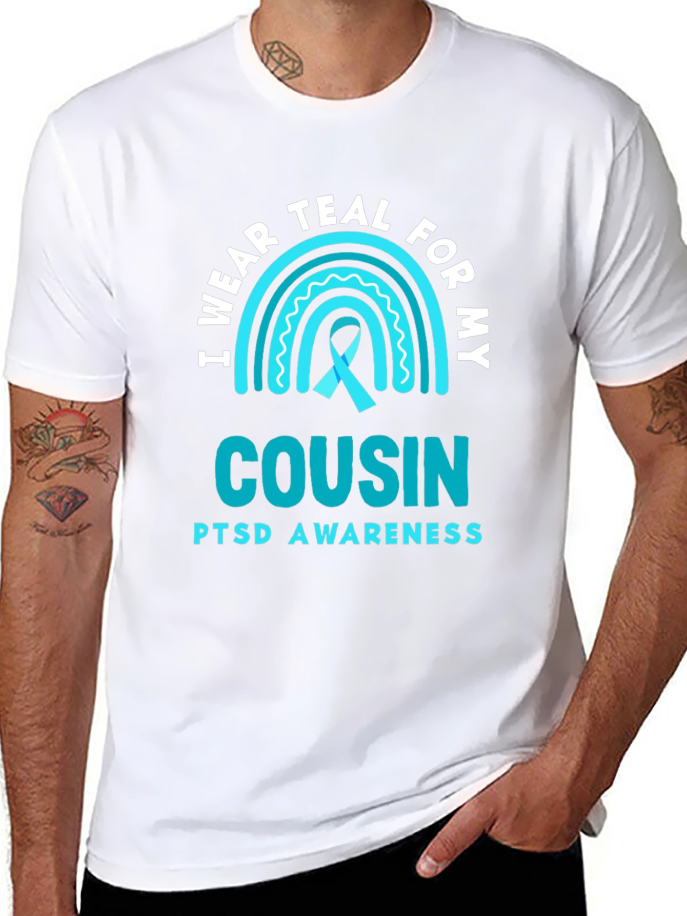 Teal PTSD Awareness Cousin T-Shirt