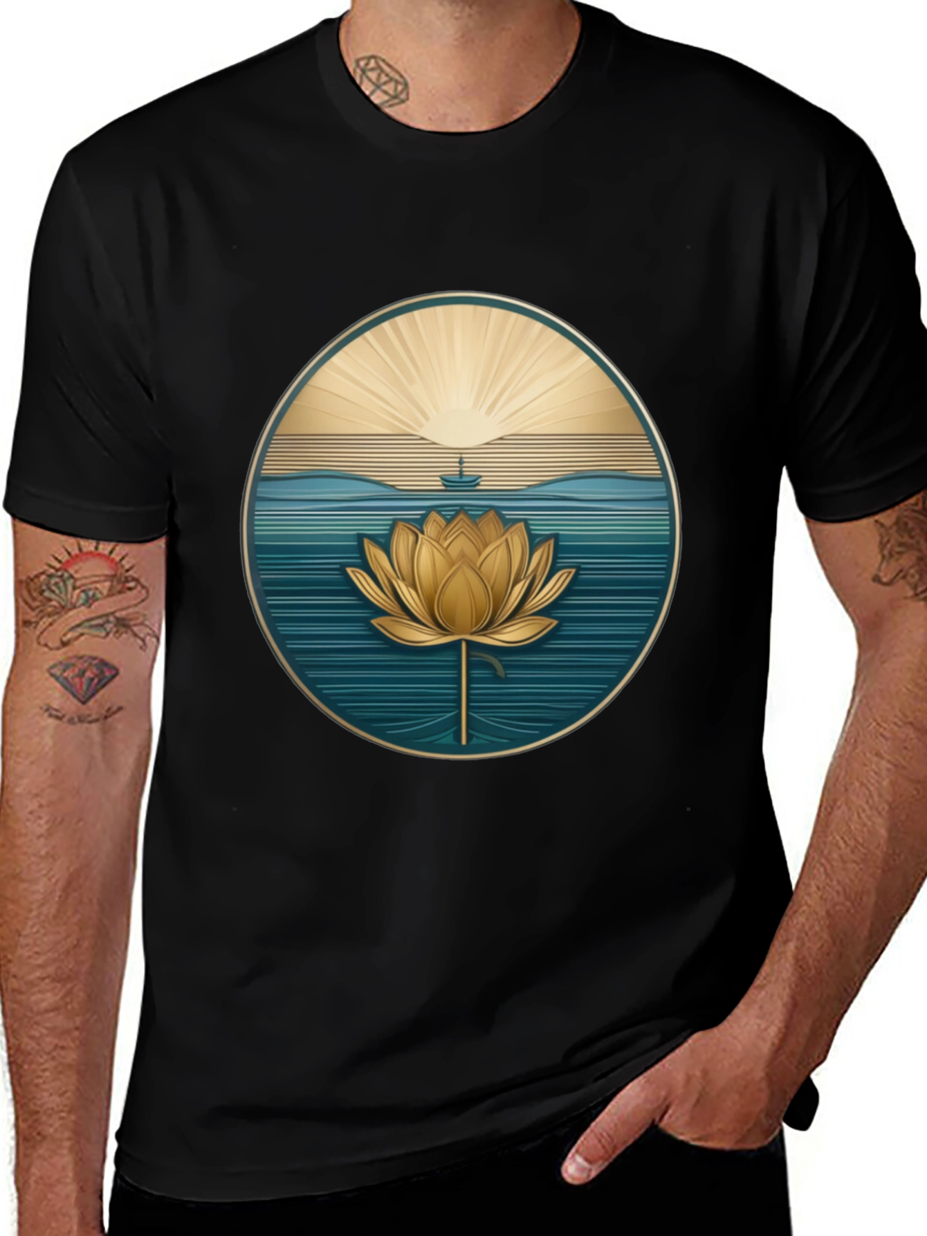 Lotus Flower Graphic Tee - Serene Design