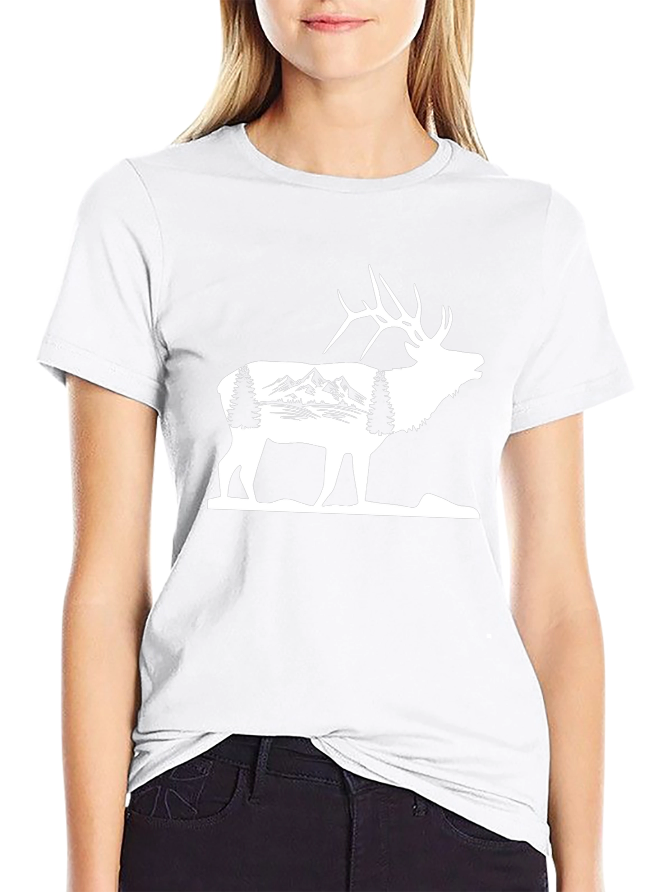 Mountain Elk Graphic Tee - Black Cotton Blend
