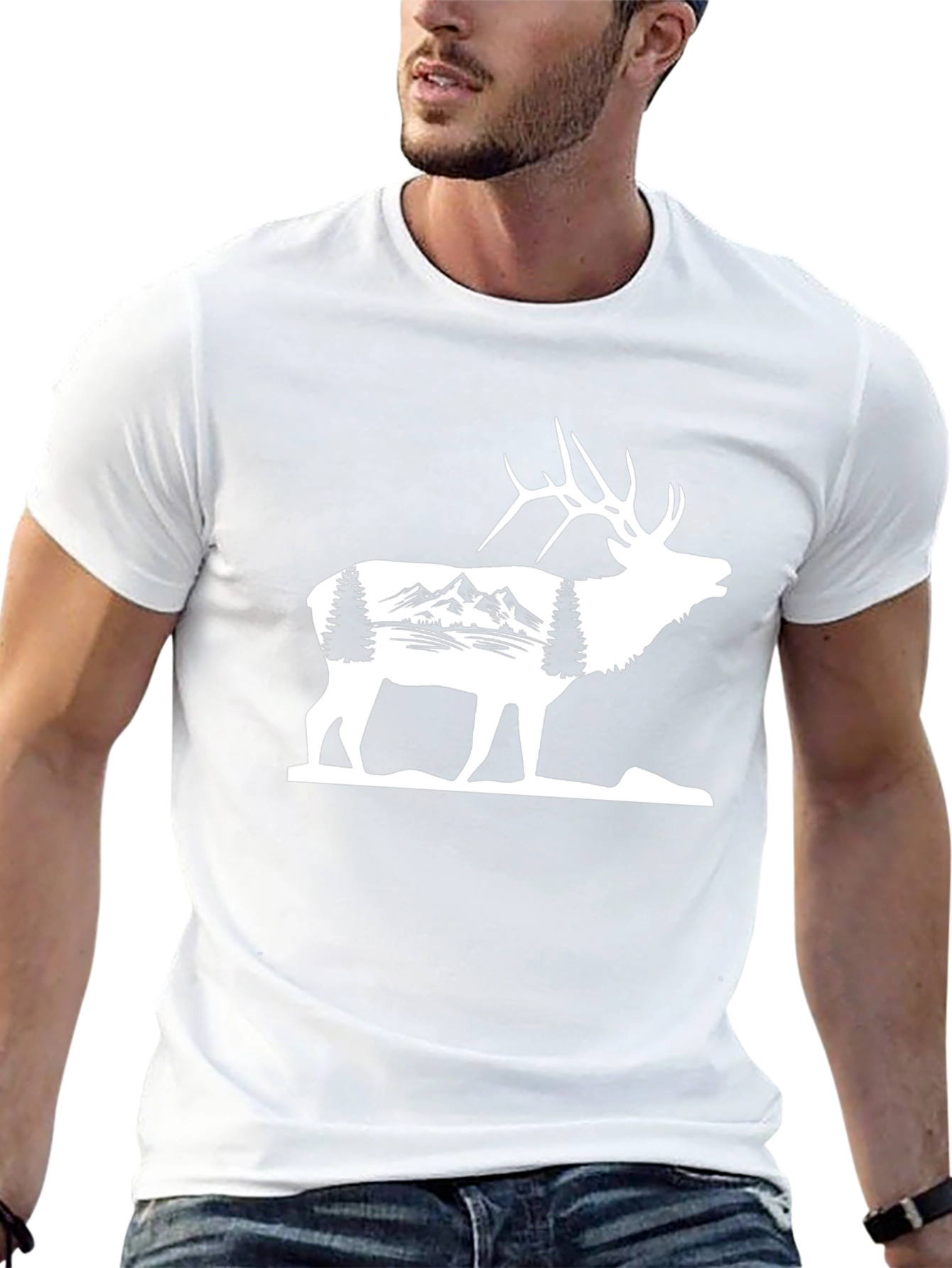 Mountain Elk Graphic Tee - Black Cotton Blend
