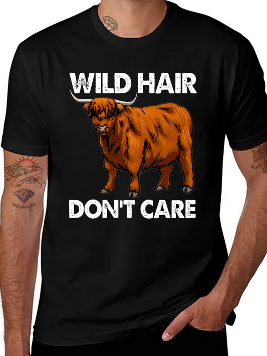Wild Hair Dont Care Highland Cow T-Shirt