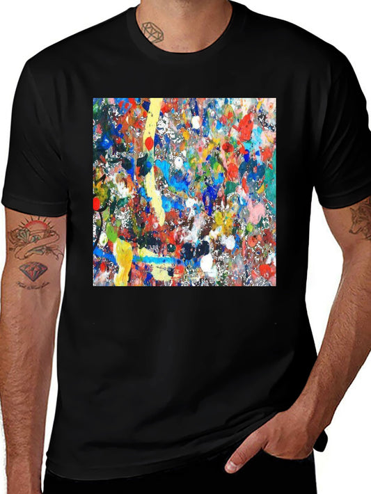 Abstract Art Splatter Print Black T-Shirt