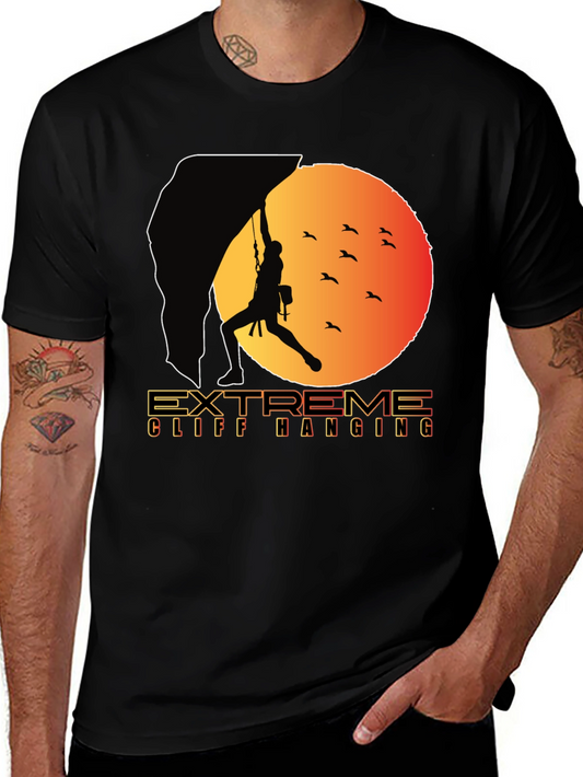 Extreme Cliff Hanging T-Shirt - Rock Climbing Adventure Tee