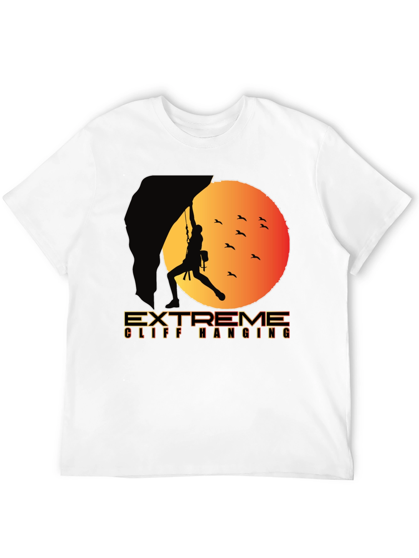 Extreme Cliff Hanging T-Shirt - Rock Climbing Adventure Tee