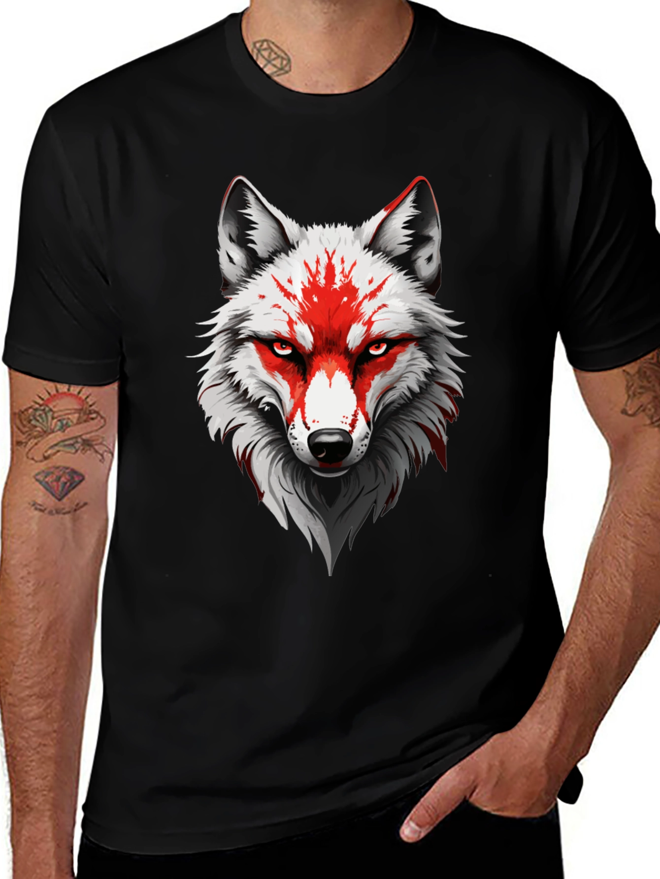 Wolf Graphic Tee - Stylish Mens Black T-Shirt