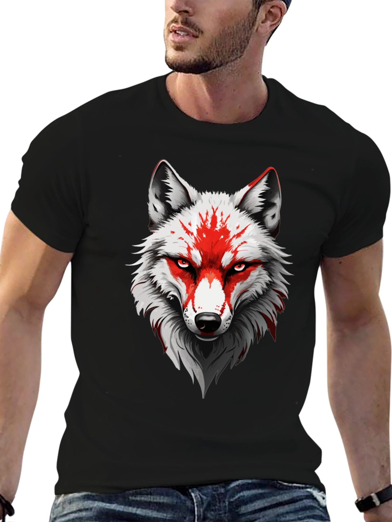 Wolf Graphic Tee - Stylish Mens Black T-Shirt