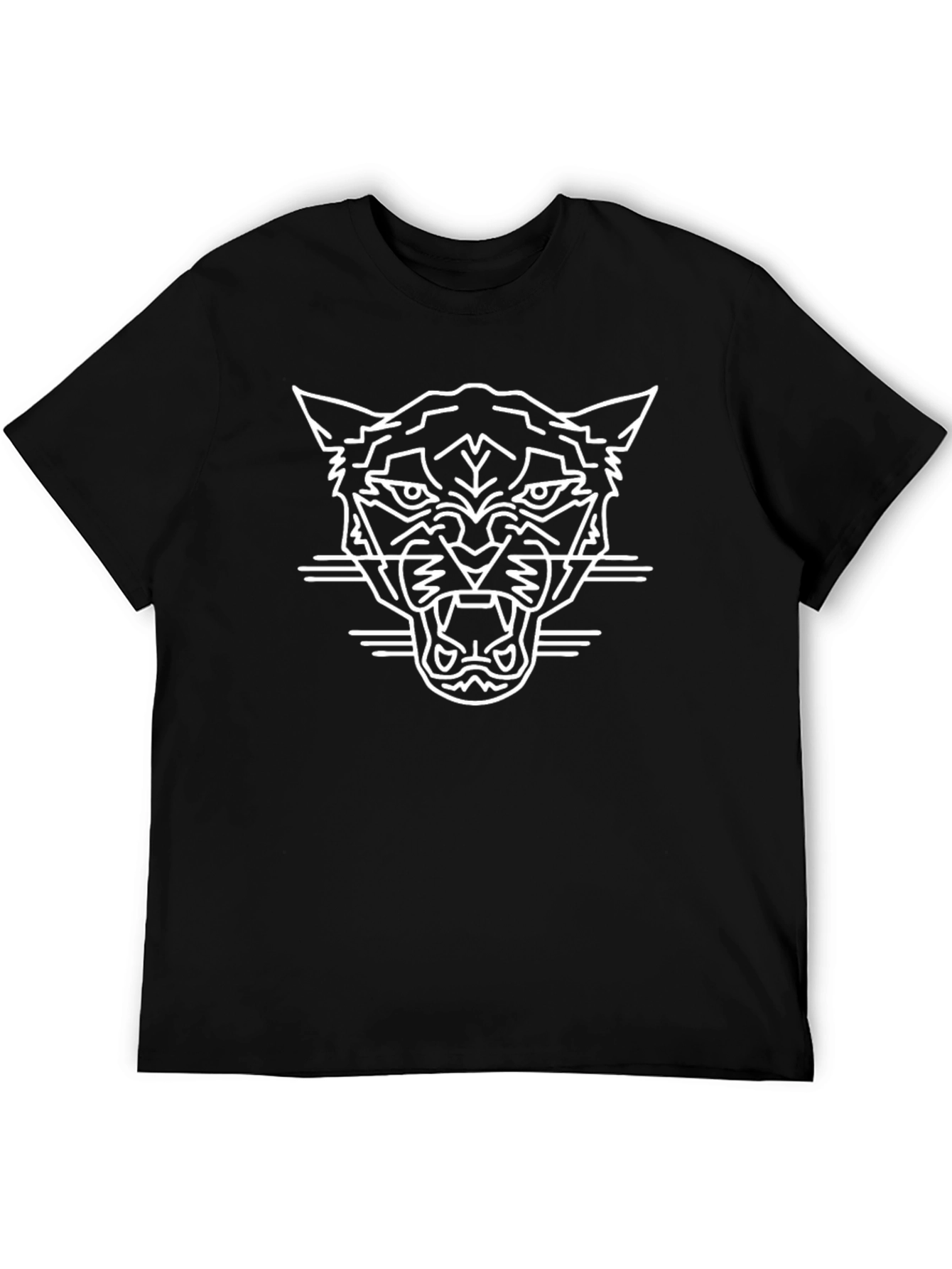 Mens Black T-Shirt with Geometric Jaguar Design