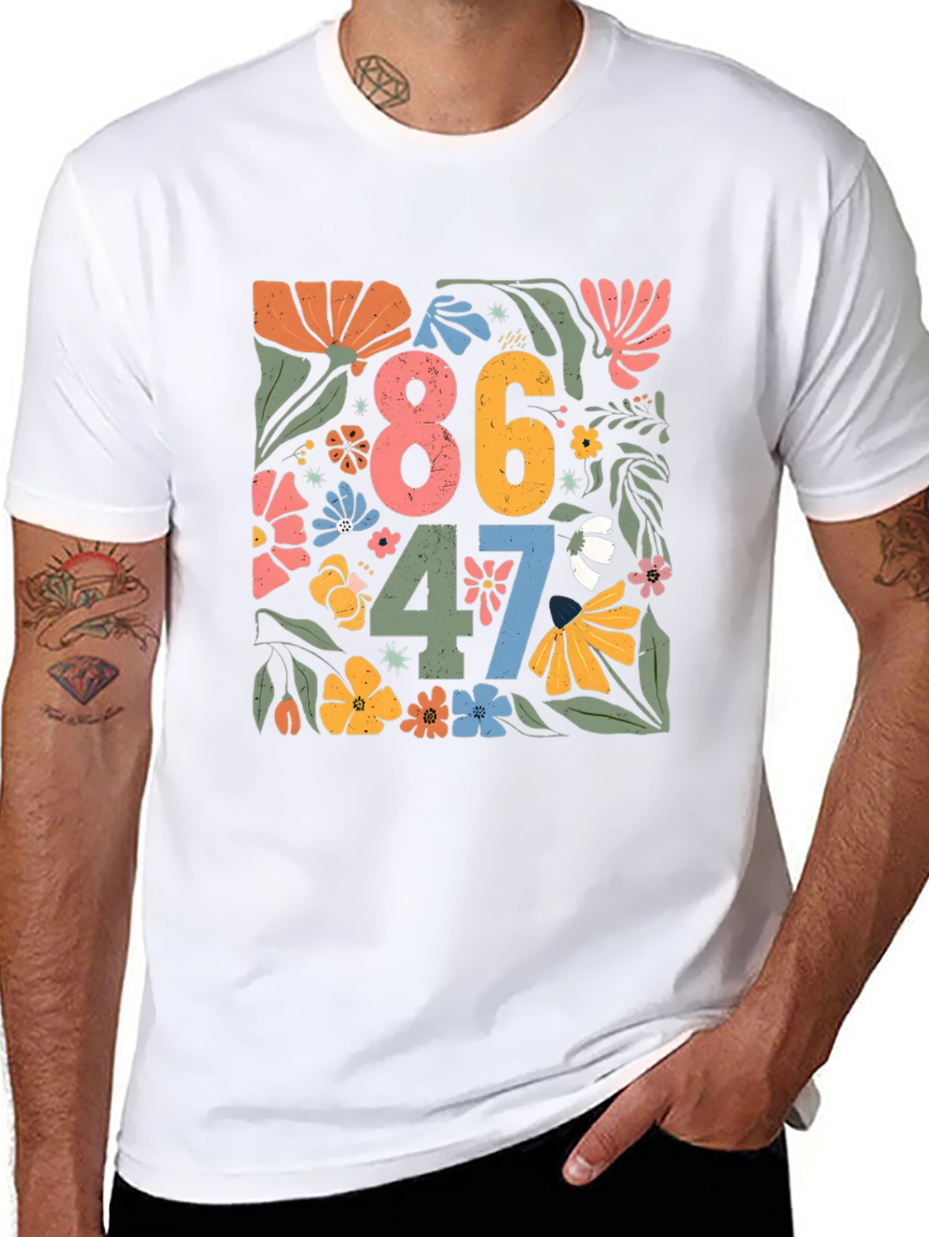 Floral 86 47 T-Shirt - Retro Design