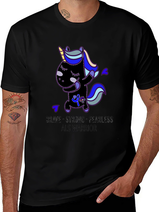 ALS Warrior Unicorn T-Shirt: Brave Strong Fearless Tee