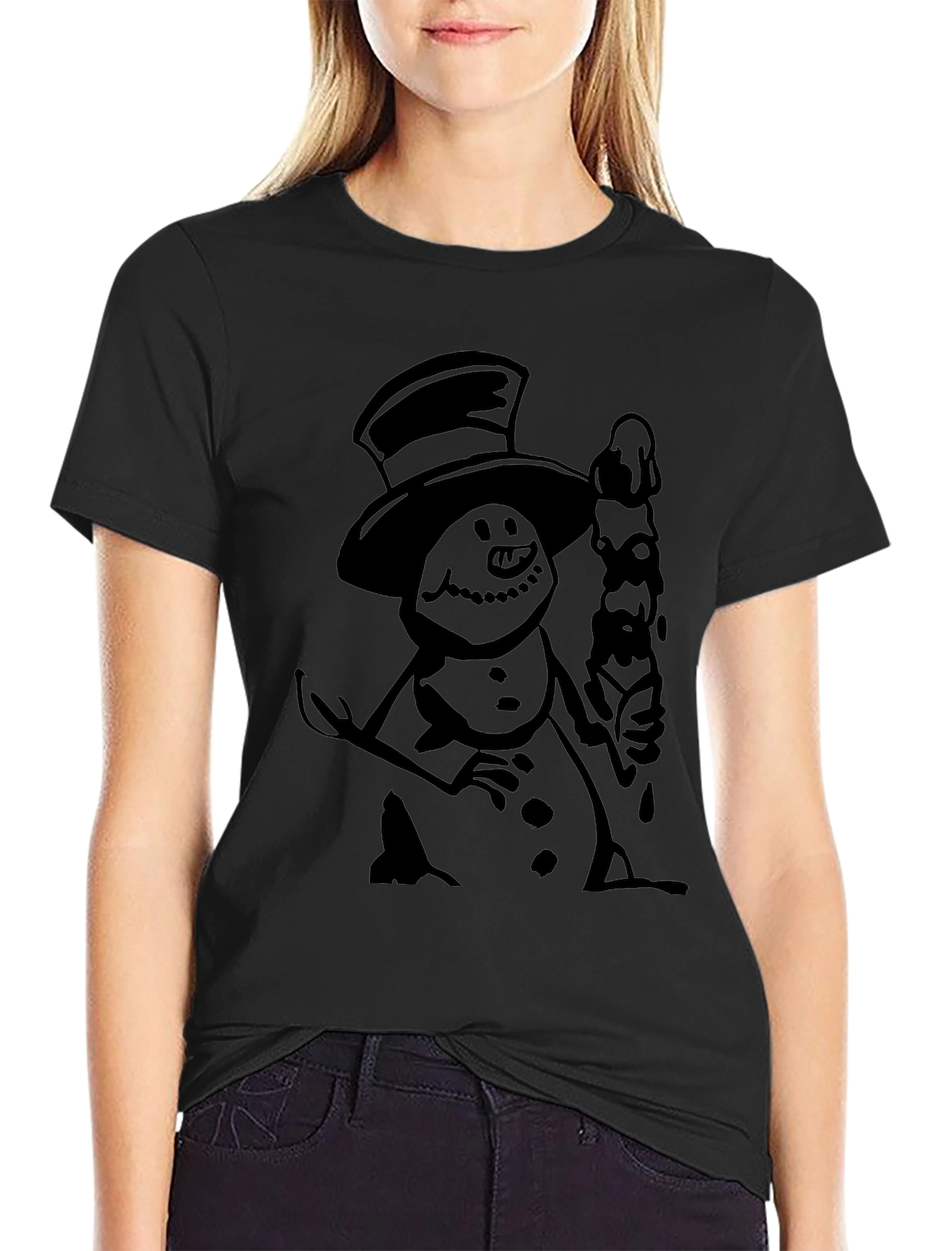 Spooky Snowman Black Graphic Tee