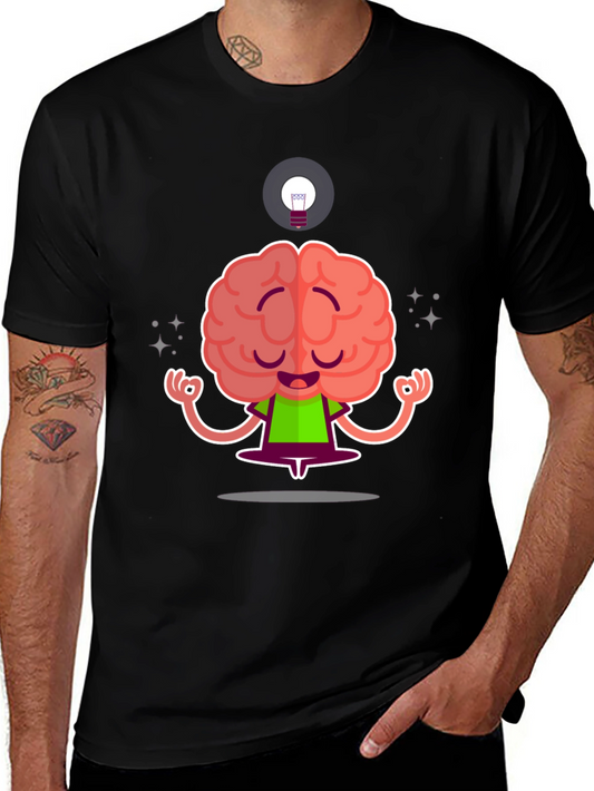 Zen Brain Black T-Shirt - Meditating Mind