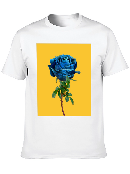 Blue Rose Graphic Tee - Stylish Floral Design