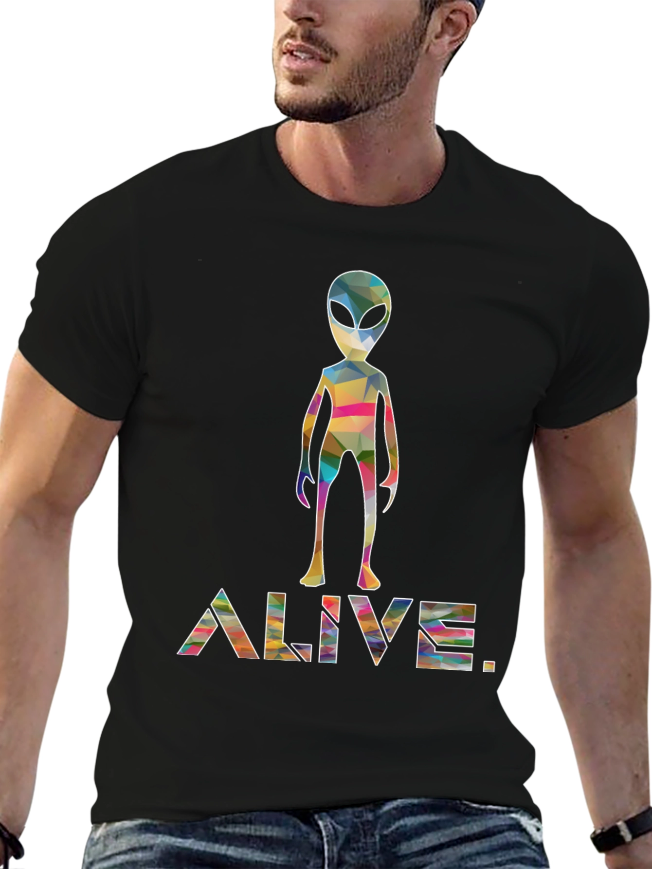 Alive Alien Graphic Tee - Trendy Space T-Shirt