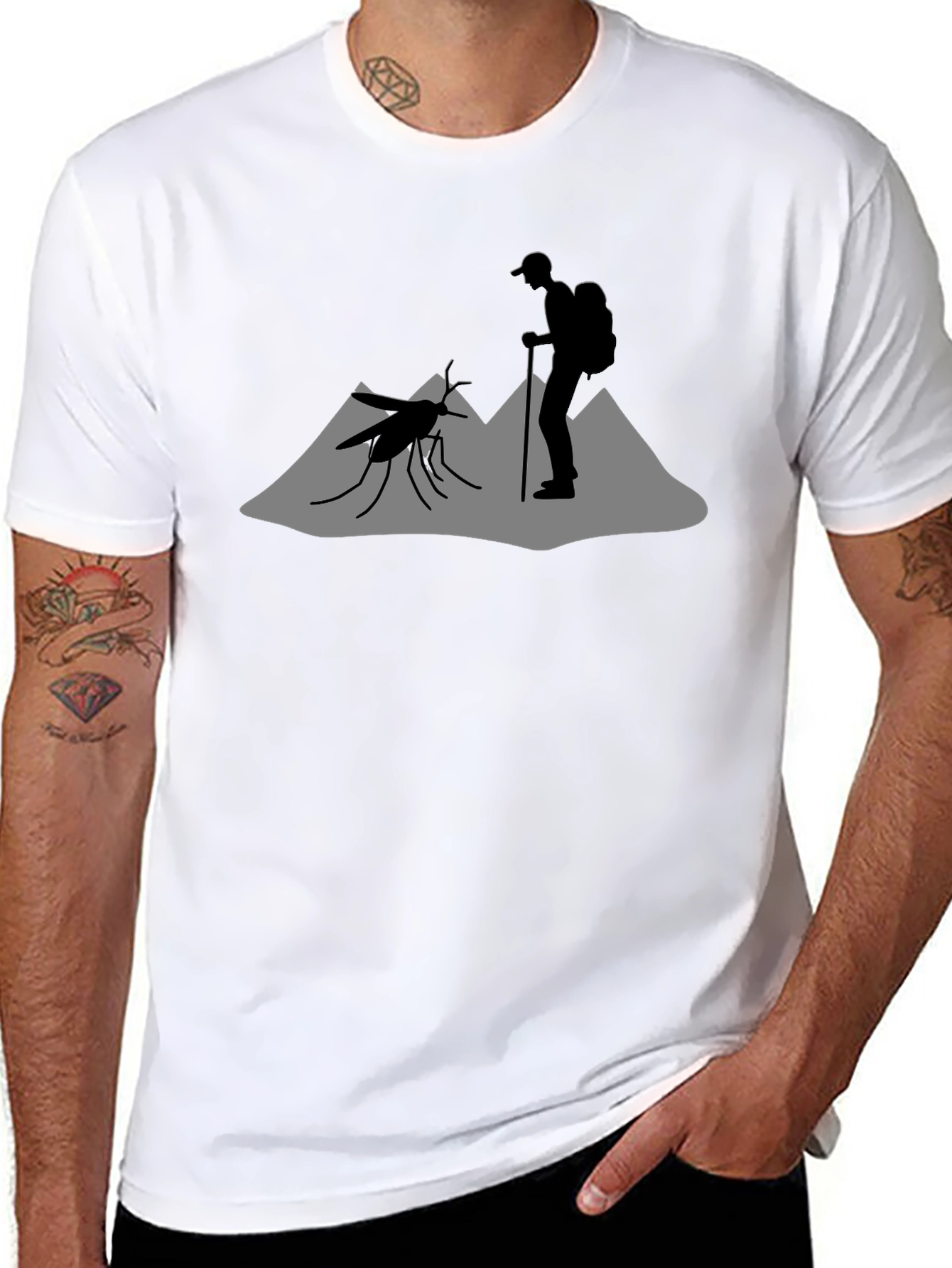 Hiking Mosquito Tee - Funny Graphic T-Shirt