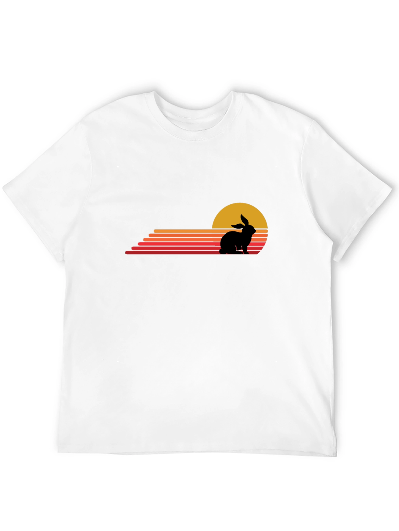 Retro Rabbit Sunset Graphic Tee - Black
