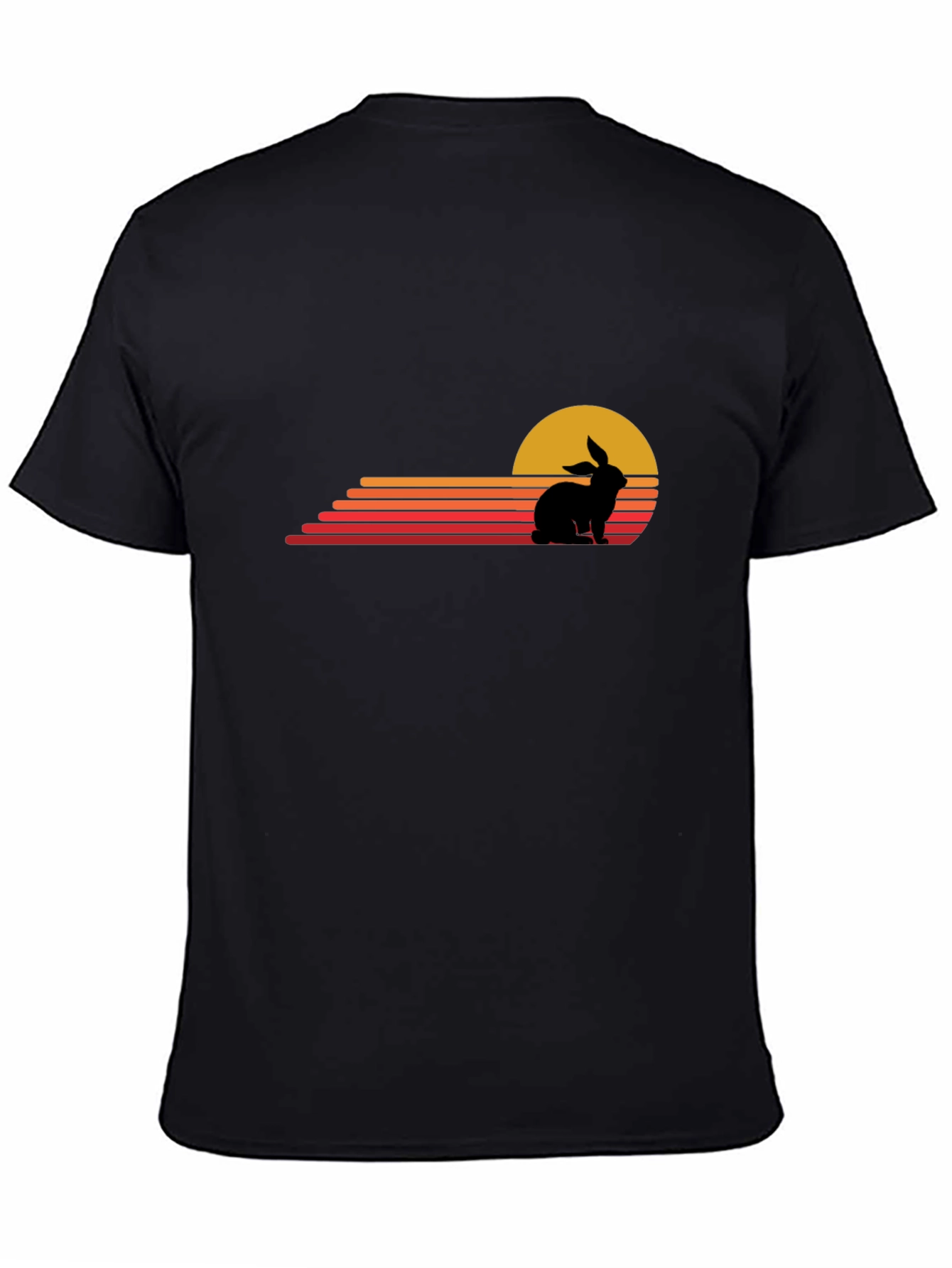 Retro Rabbit Sunset Graphic Tee - Black