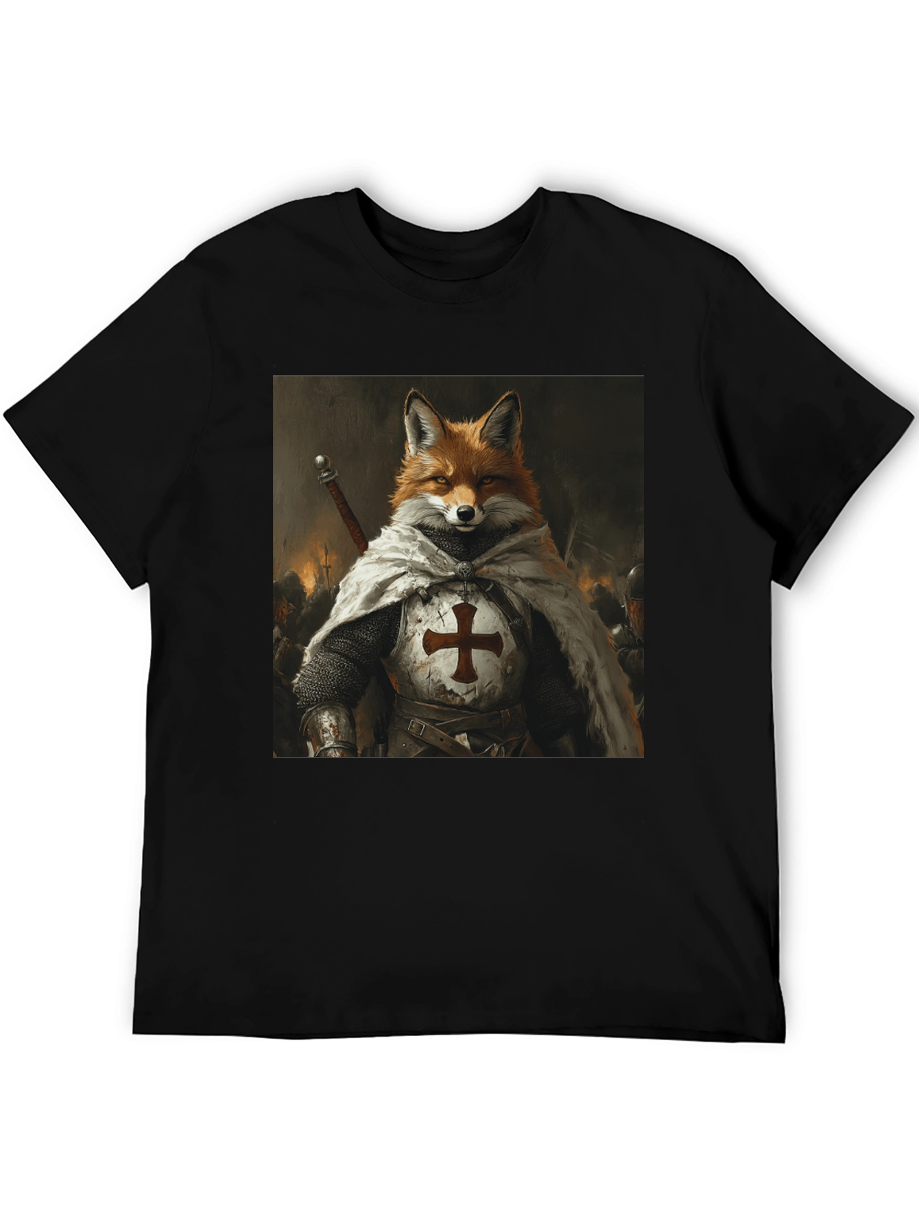 Fox Knight Graphic Tee - Medieval Style