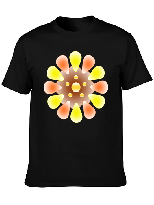 Abstract Floral Graphic Black Tee