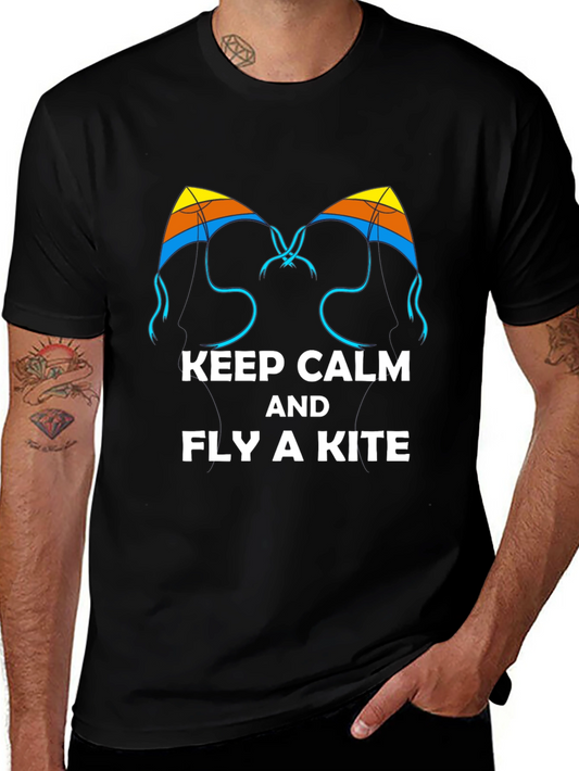 Keep Calm and Fly a Kite Graphic Tee - Black