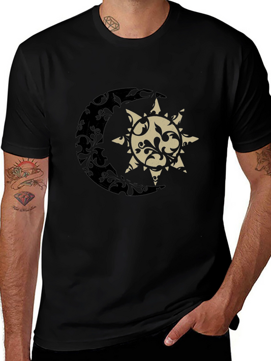 Sun & Moon Graphic Tee - Stylish Black T-Shirt