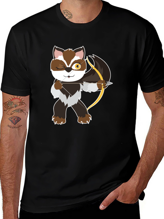 Archer Raccoon Graphic Tee - Stylish Black T-Shirt