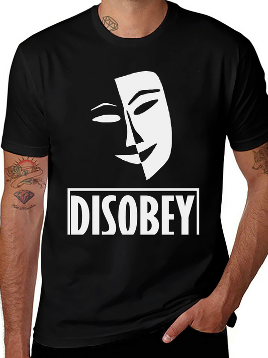 Disobey Mask Graphic Tee - Black Cotton