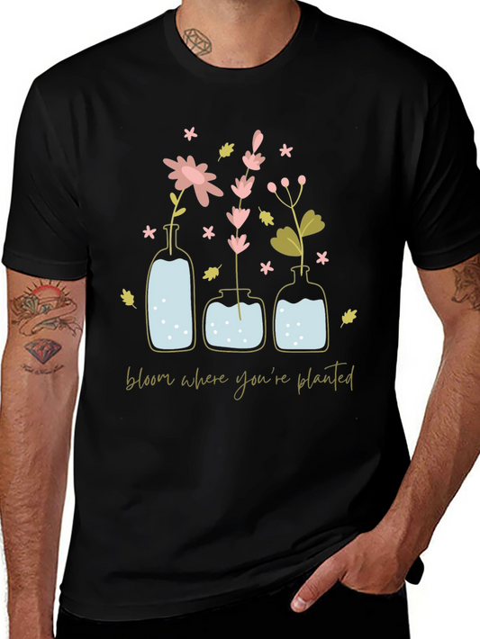 Bloom Where Youre Planted Graphic Tee - Black